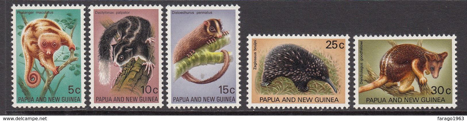 1971 Papua New Guinea Mammals Kangaroo Complete Set Of 5 MNH - Papua New Guinea