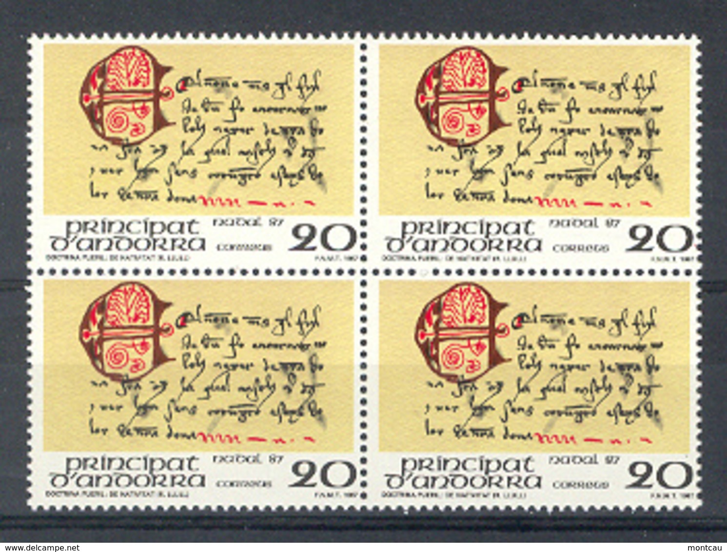 Andorra - 1987, Navidad E=202 S=182 Bl (**) - Unused Stamps