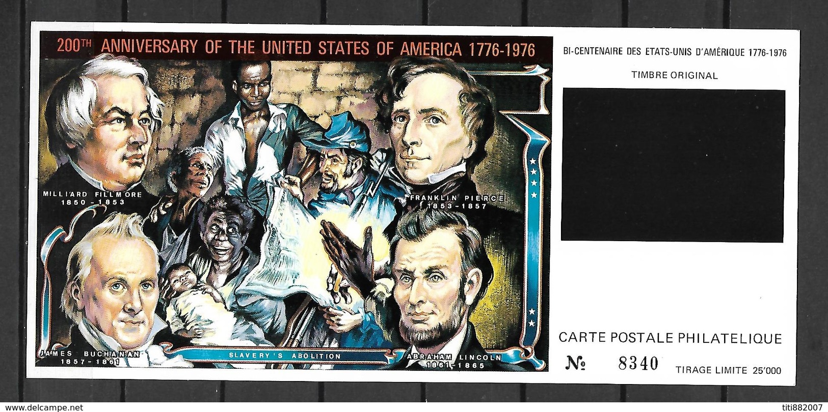 LAOS   -   1976 .  Bicentenaire Des Etats-Unis.  2 Cartes Postales + Timbres Originaux Oblitérés.   Lincoln / Kennedy .. - Laos