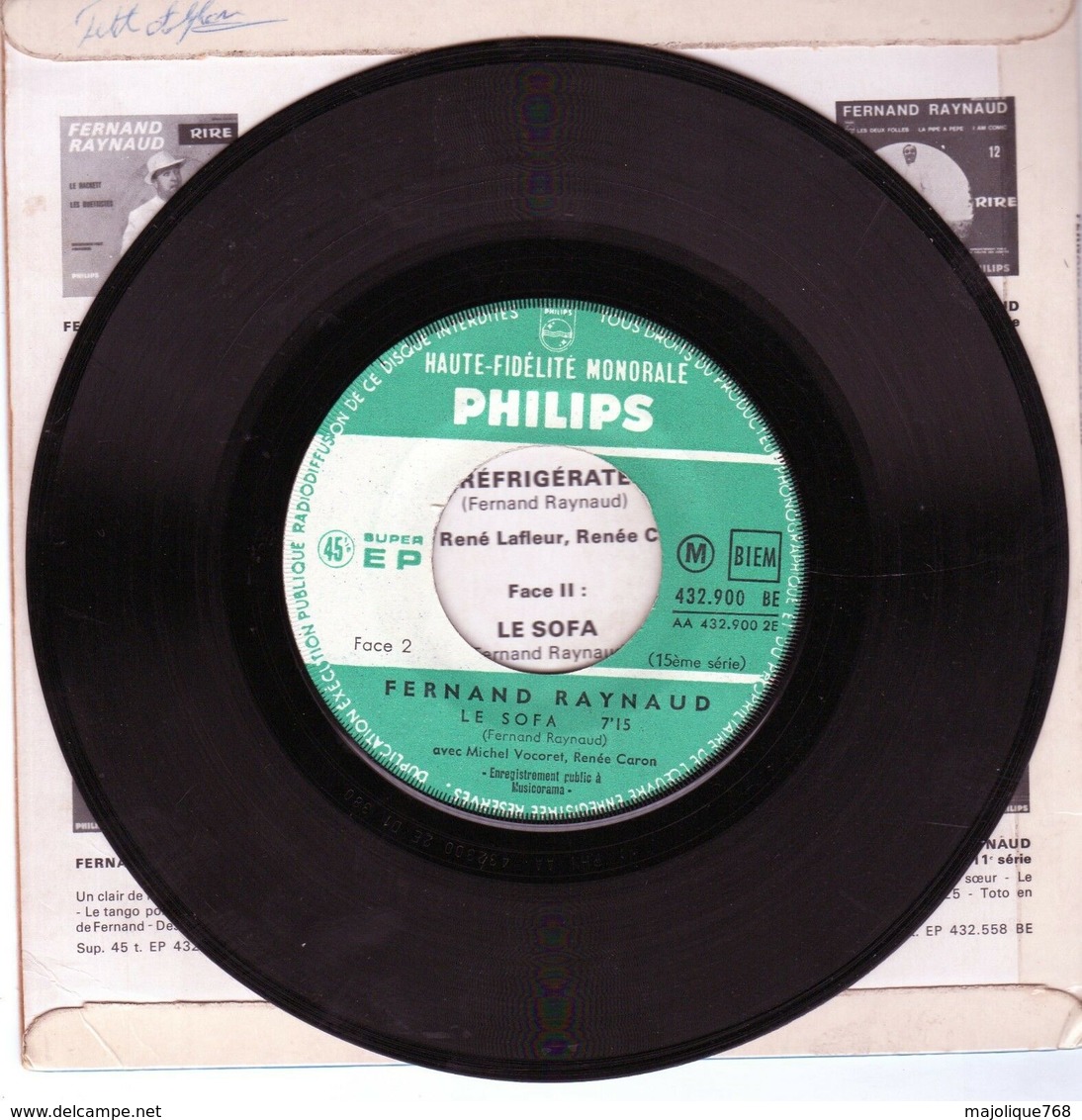 Disque 45 Tours De Fernand Raynaud - Le Réfrigérateur - Philips 432.900 BE - 1963 - Cómica