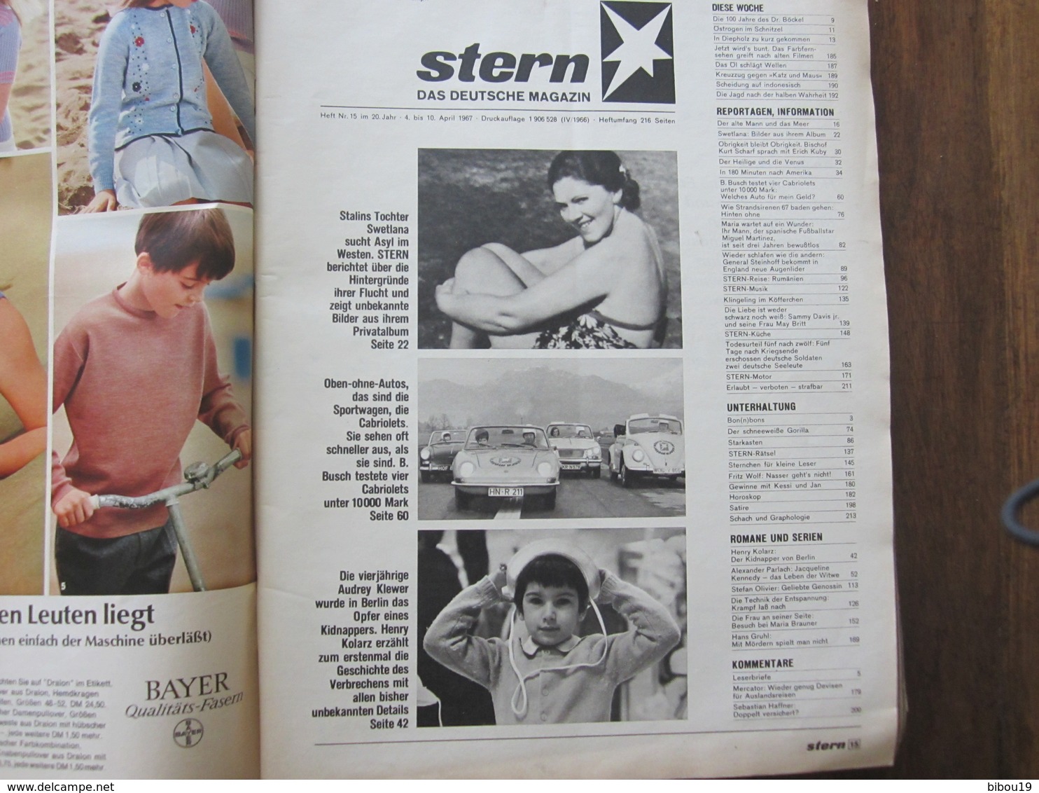 MAGAZINE STERN APRIL 1967   N 15 DER NEUE KOLARZ DER KIDNAPPER VON BERLIN - Viaggi & Divertimenti