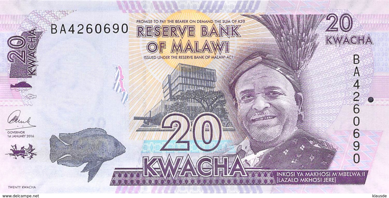 20 Kwacha Sambia 2016 - Sambia