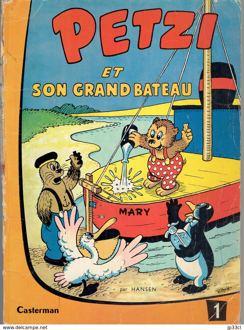 Petzi Et Son Grand Bateau, Par Hansen (Casterman, Tournai, 32 Pages, 1958) - Autres & Non Classés