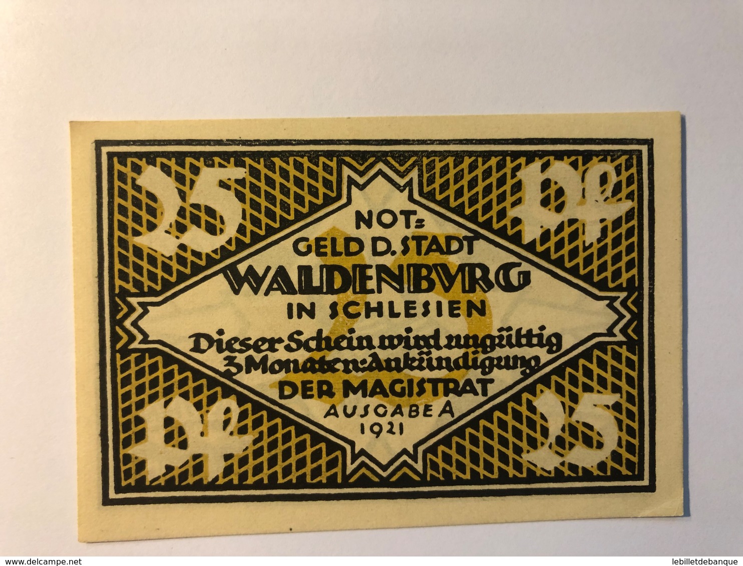 Allemagne Notgeld Waldenburg 25 Pfennig - Collections
