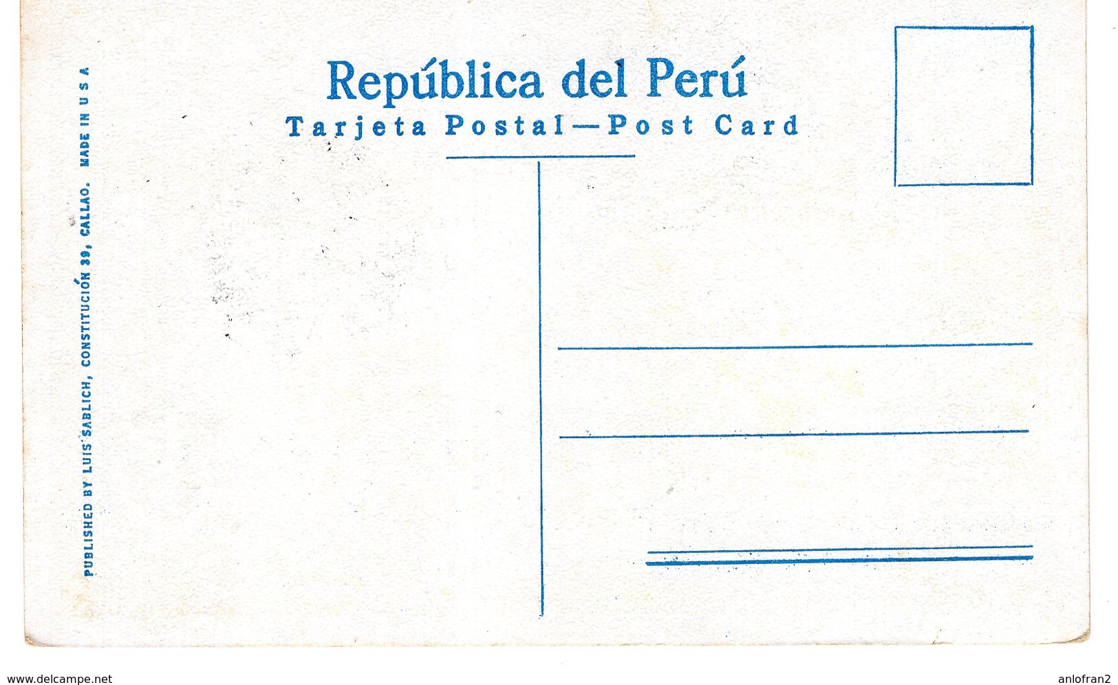 PERU LIMA PLAZA BOLOGNESI  POSTED 1926 STAMPS (3) - Pérou