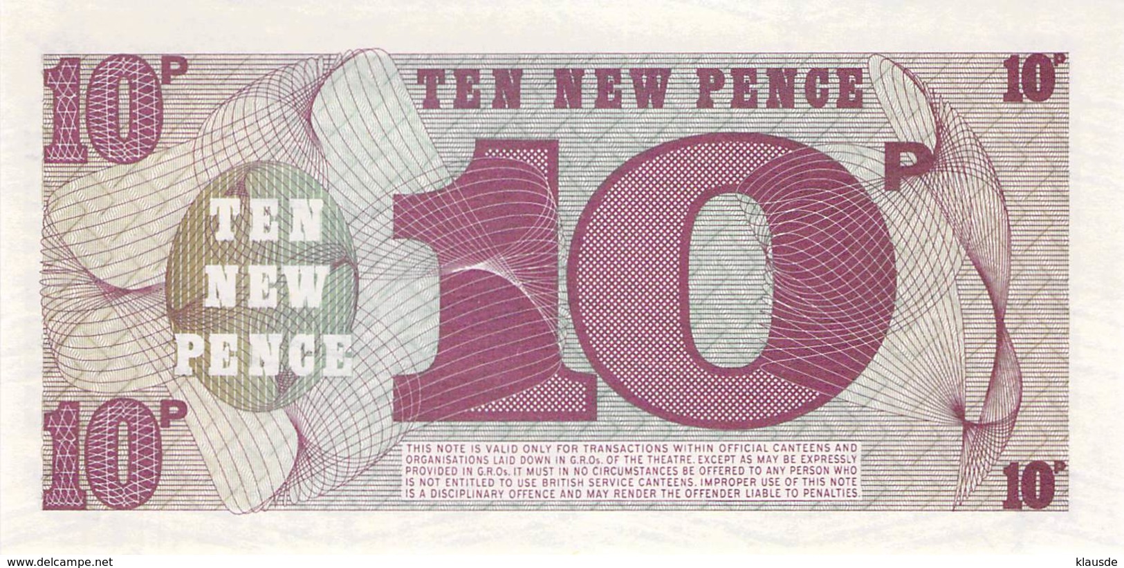 10 Ten New Pence UNC - British Armed Forces & Special Vouchers