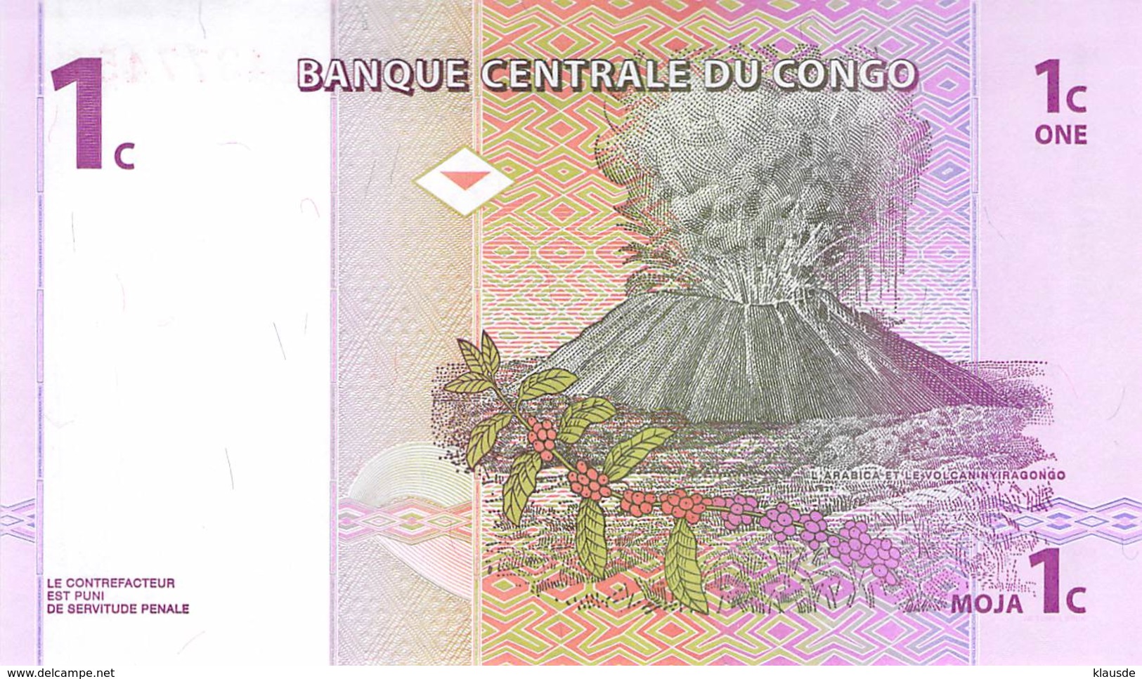 1 Cent Franca Congo 1997 - Demokratische Republik Kongo & Zaire