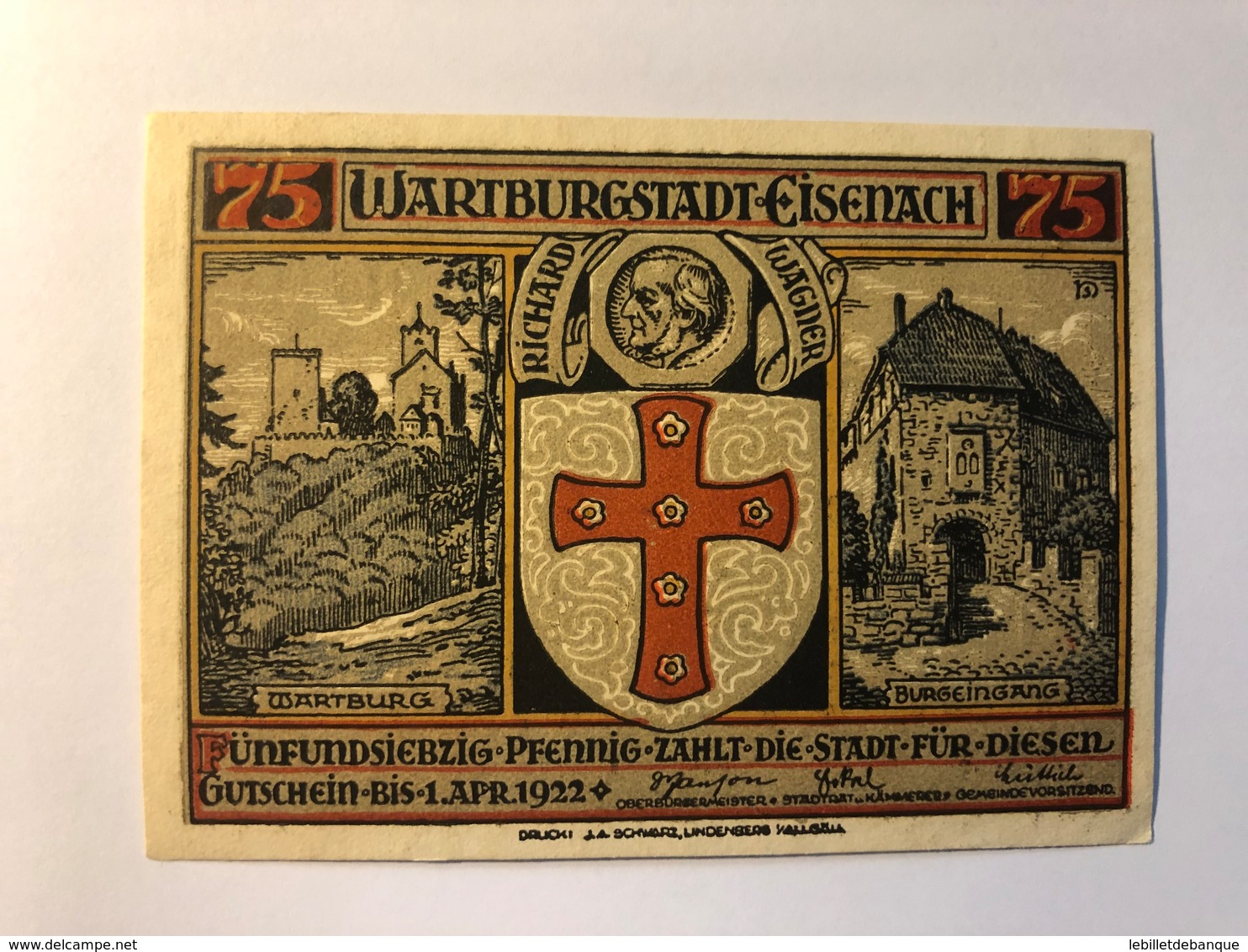 Allemagne Notgeld Wartburg 75 Pfennig - Collections