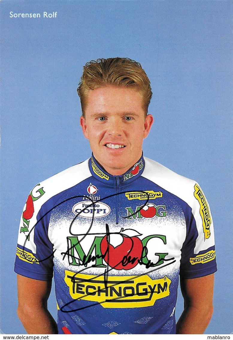 CARTE CYCLISME ROLF SORENSEN SIGNEE TEAM MG SIGNEE 1995 - Ciclismo