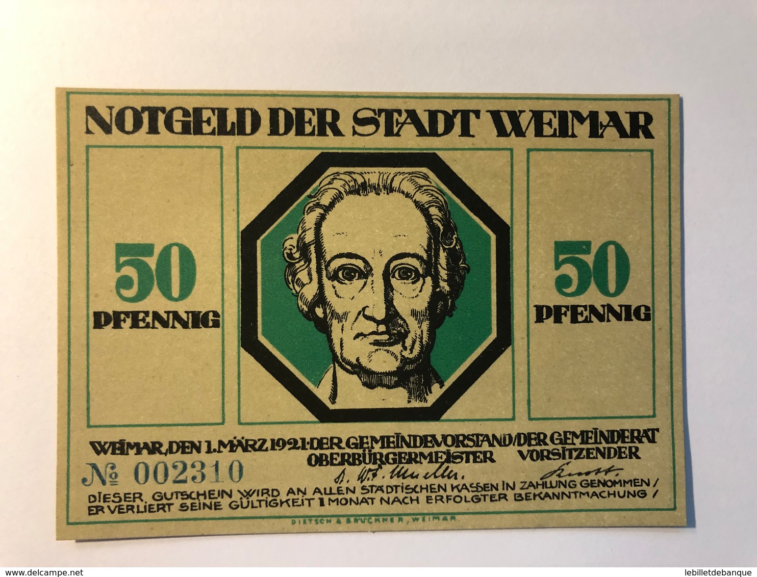 Allemagne Notgeld Weimar 50 Pfennig - Collections