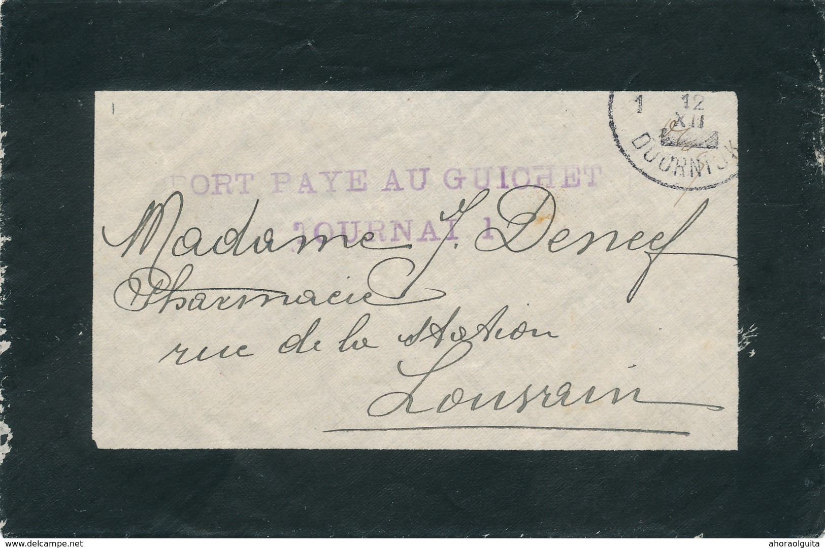 104/29 - Enveloppe De Deuil Cachets De FORTUNE TOURNAI 12 XII (1918) Et Port Payé Au Guichet TOURNAU 1 - Fortune (1919)
