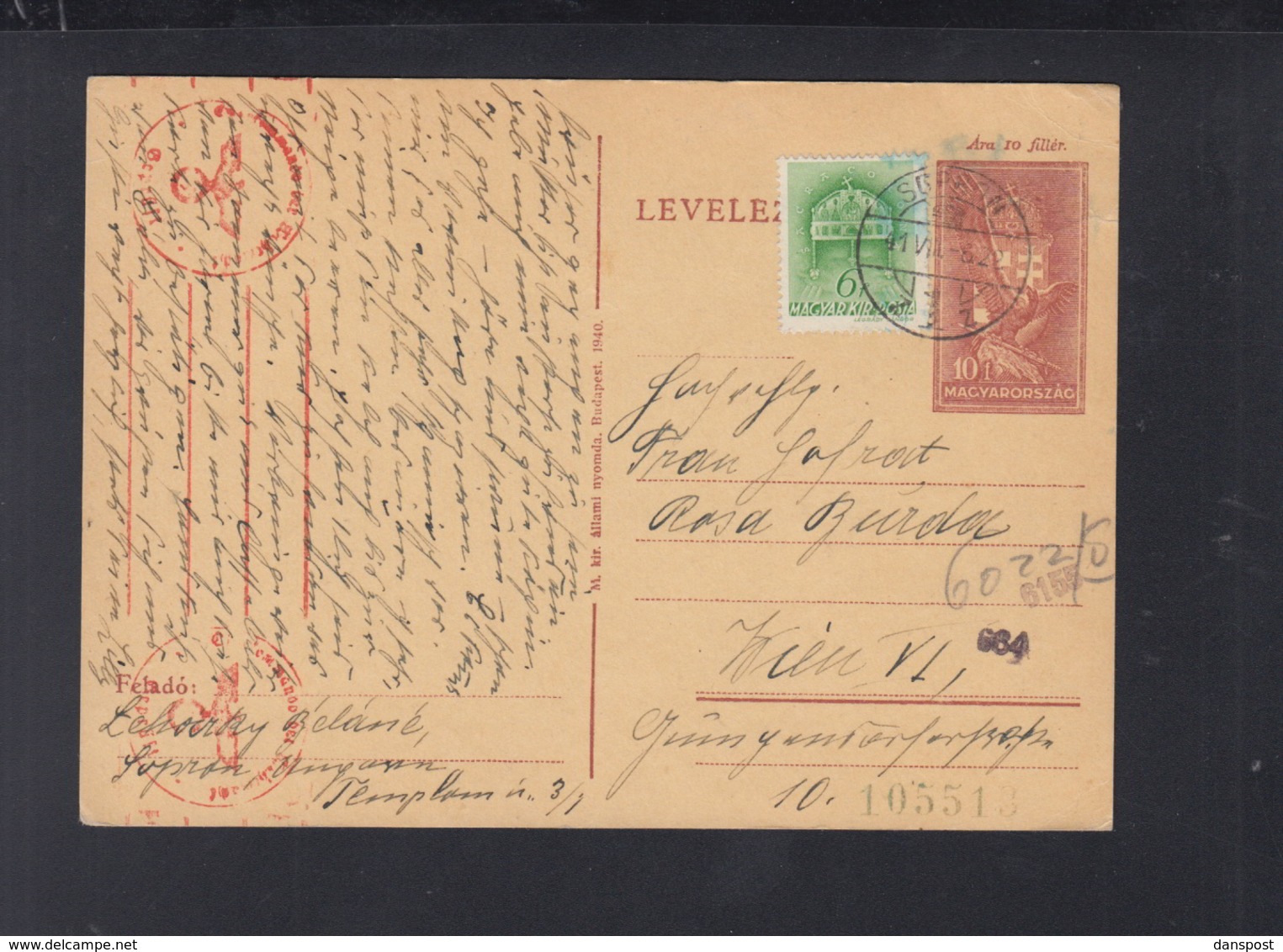 Hungary Stationery Uprated 1941 Sopron To Vienna - Covers & Documents