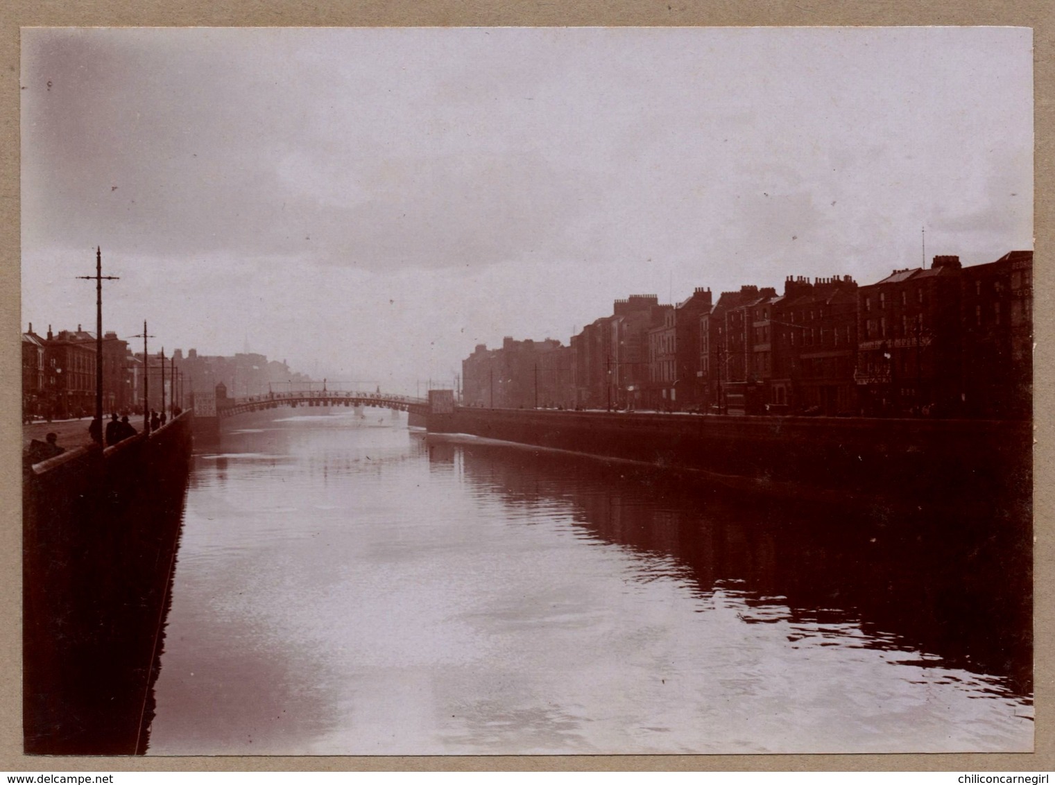 Photo Albuminée - Dublin - Pont Holloway - Bridge - Animée - 1890 - Anciennes (Av. 1900)