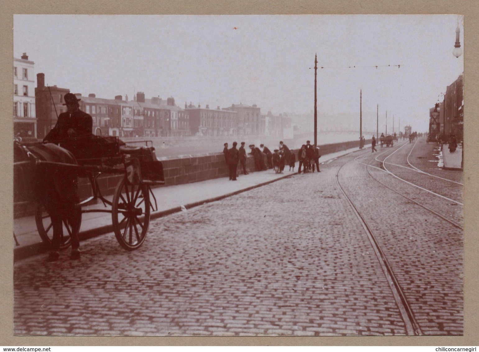 Photo Albuminée - Dublin - Calèche - Diligence Dans Les Rues De Dublin - Animée - 1890 - Anciennes (Av. 1900)