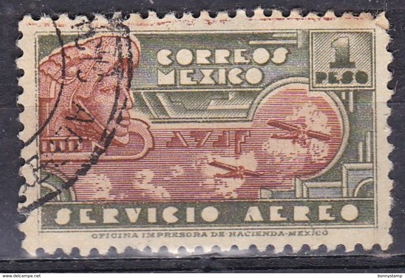 Messico, 1934/35 - 1p Eagle Man And Airplane - Nr.C72 Usato° - Messico
