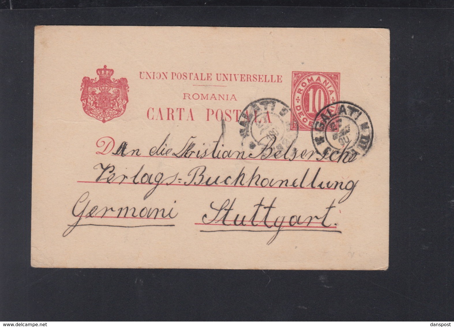 Romania Stationery 1901 Galati To Stuttgart - Postal Stationery