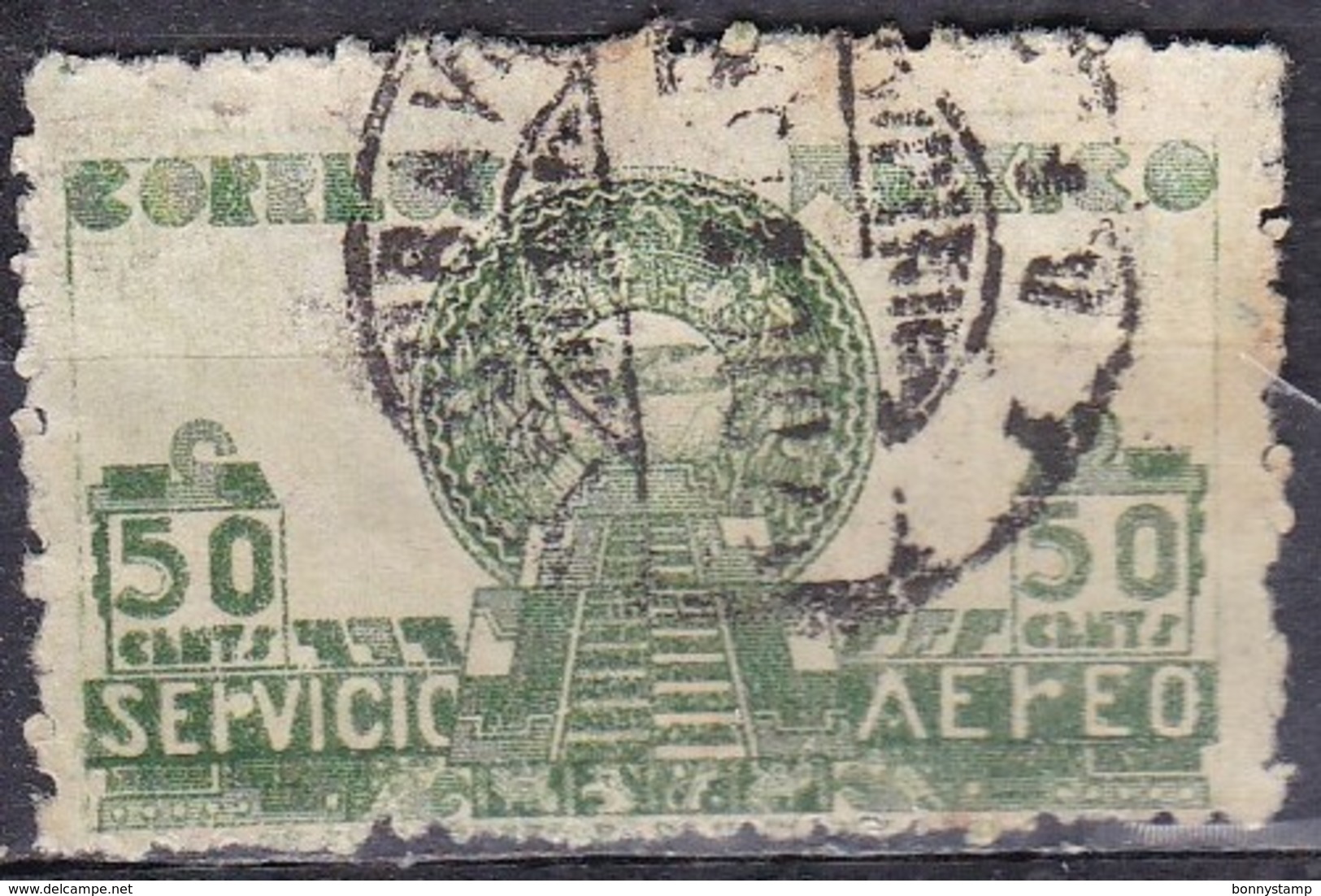 Messico, 1934/35 - 50p Allegory Of Flight And Pyramid Of The Sun - Nr.C71 Usato° - Messico