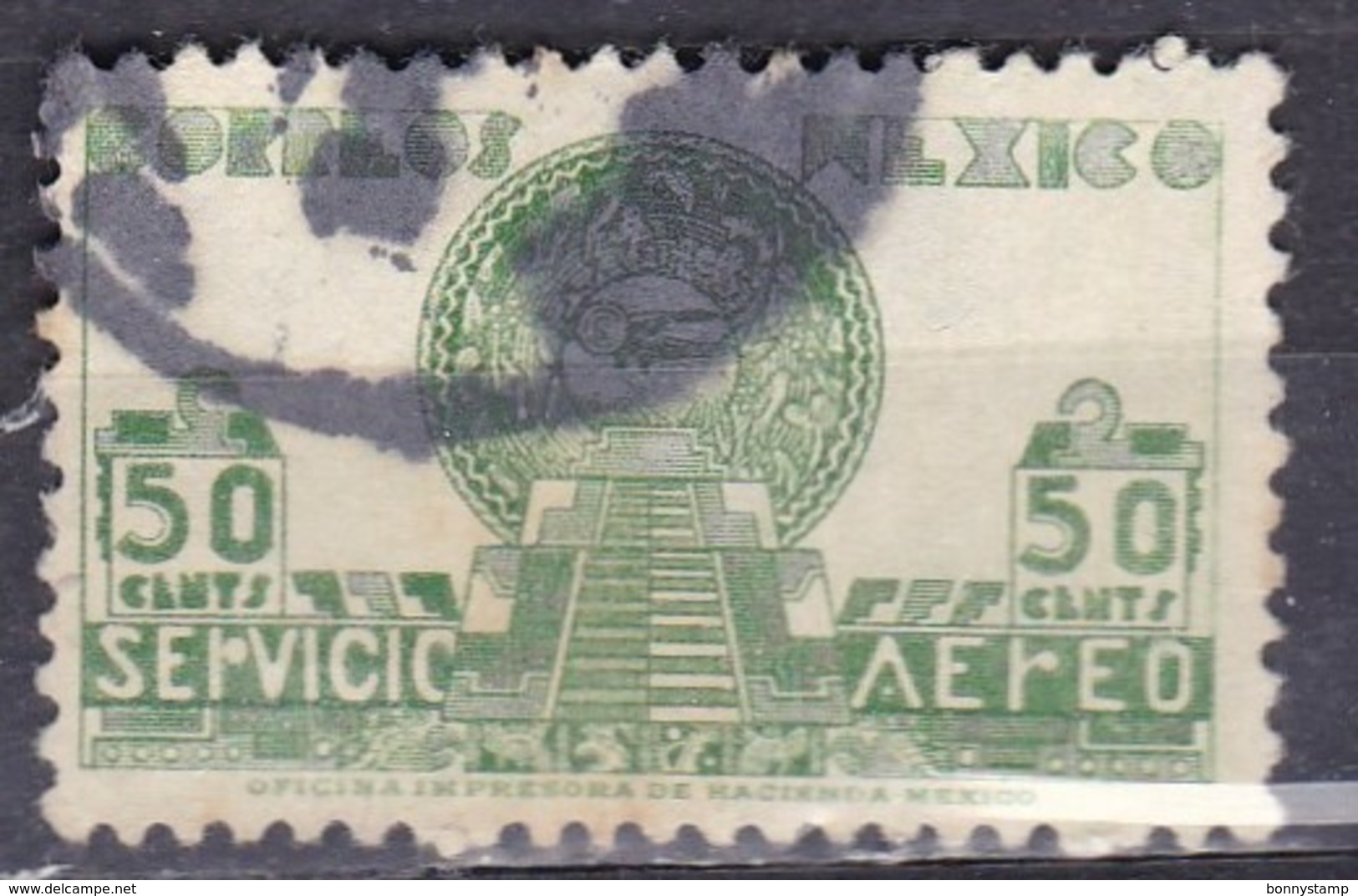 Messico, 1934/35 - 50p Allegory Of Flight And Pyramid Of The Sun - Nr.C71 Usato° - Messico