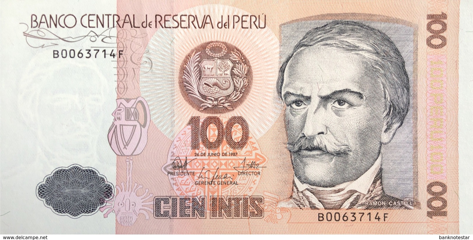 Peru 100 Intis, P-133 (26.6.1987) - UNC - Peru