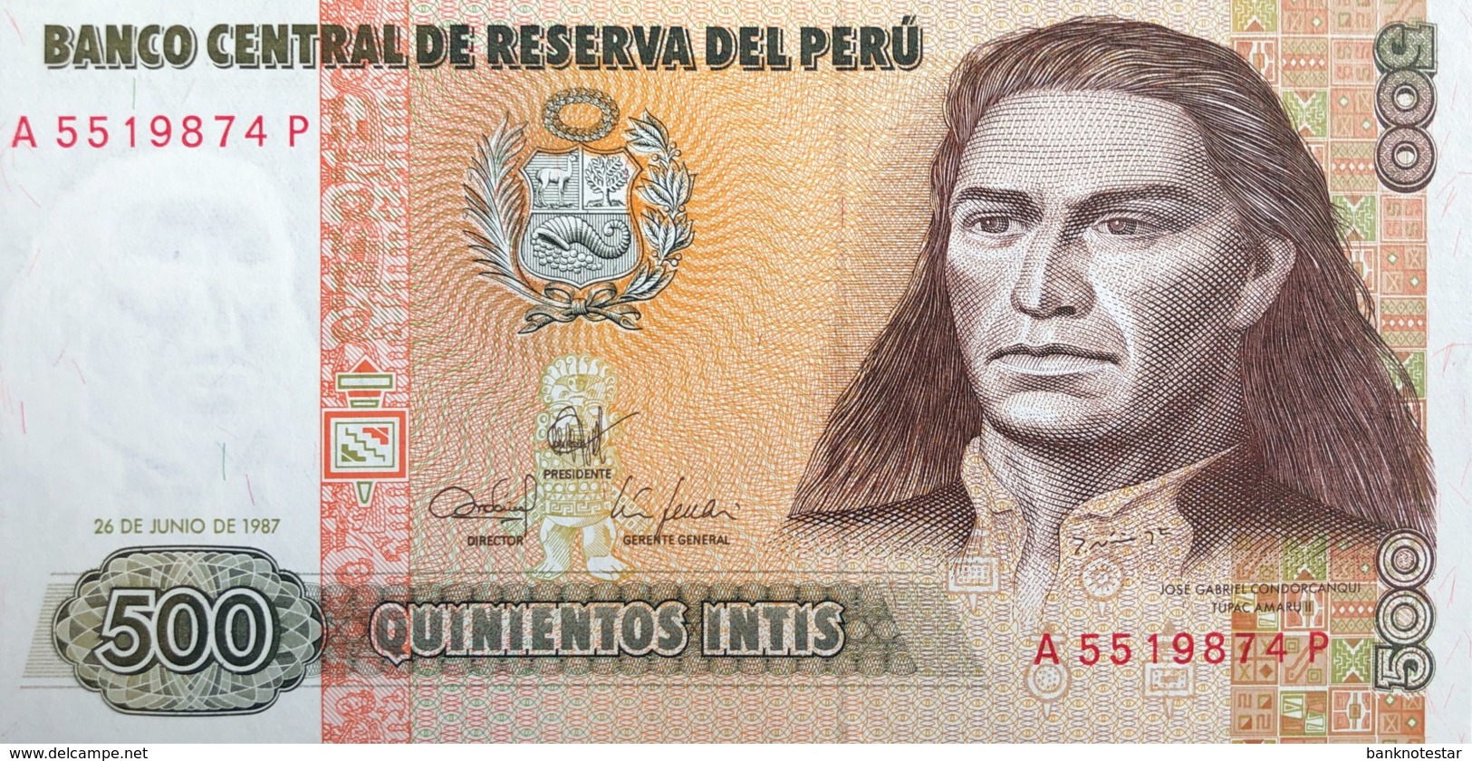 Peru 500 Intis, P-134 (26.6.1987) - UNC - Pérou