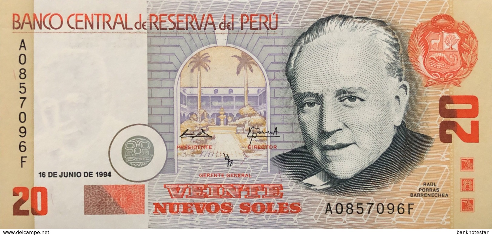 Peru 20 Nuevos Soles, P-158 (16.6.1994) - UNC - Scarce Date - Peru