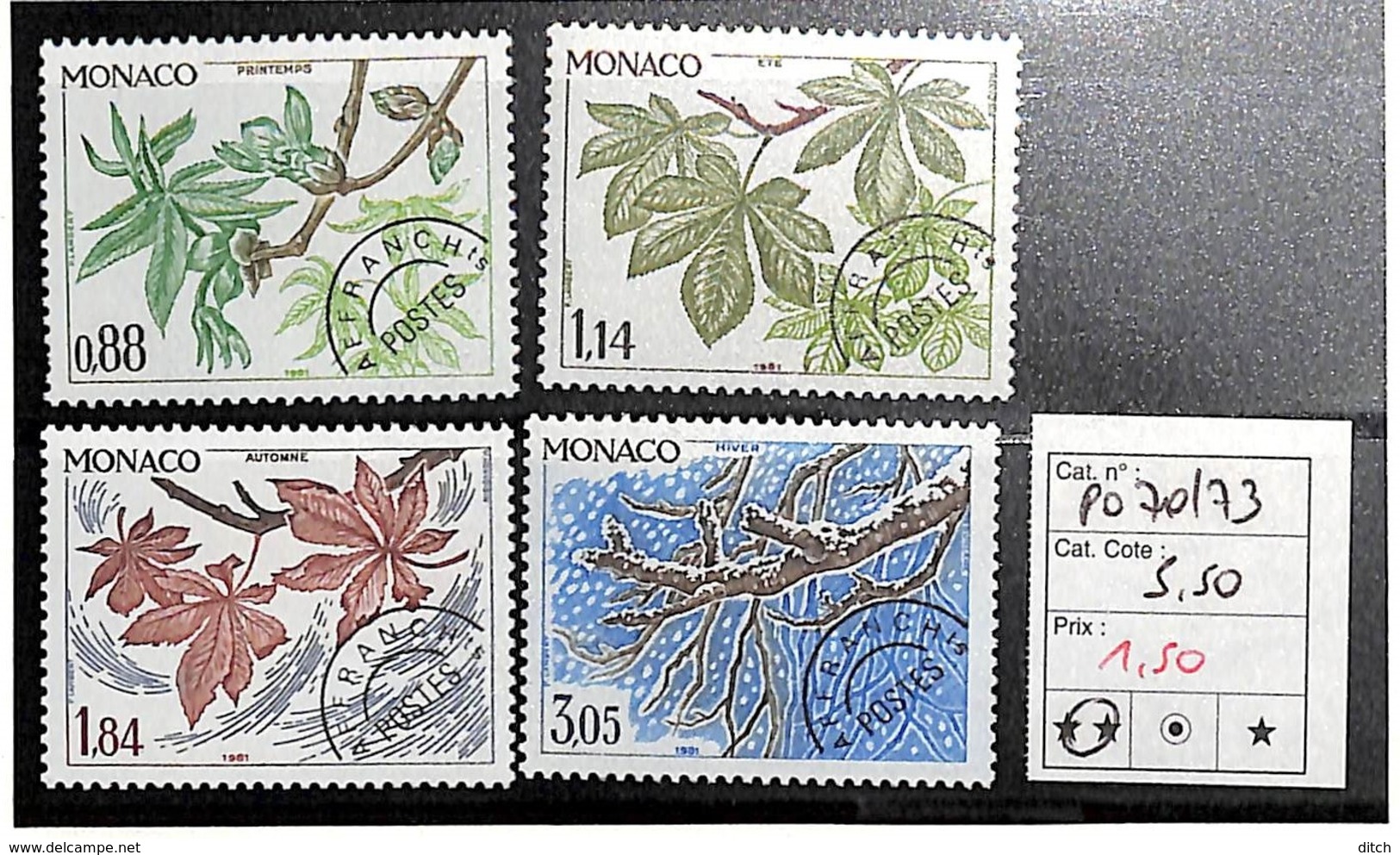 D - [835899]TB//**/Mnh-c:6e-Monaco  - PRE70/73, Quatre Saison Du Maronnier, Nature, Végétaux, Arbres - Préoblitérés