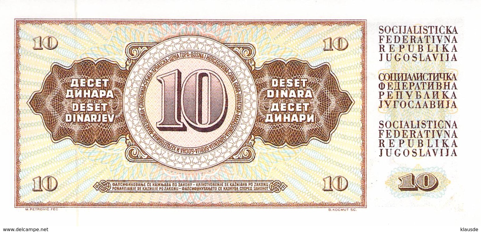 10 Dinar Jugoslawien 1978 UNC - Jugoslawien