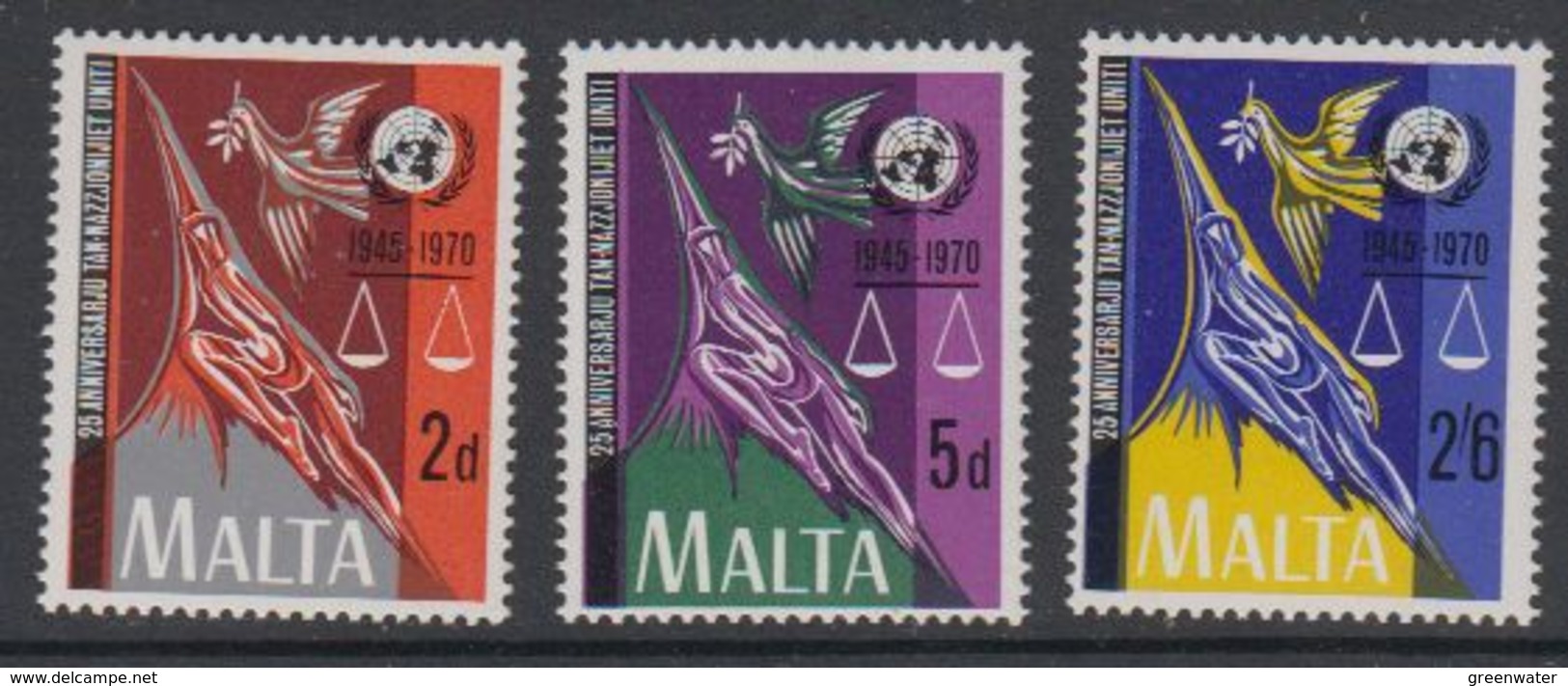 Malta 1970 25Y Uno 3v ** Mnh (42797H) - Malta