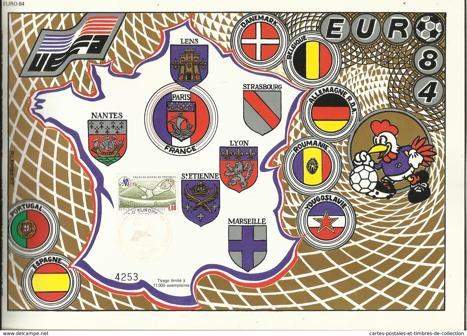 Oeuvres Sociales Des PTT , Spécial EURO 84 , 27.06.1984 , N° YT 2209 , Exemplaire N° 4253 - Sports