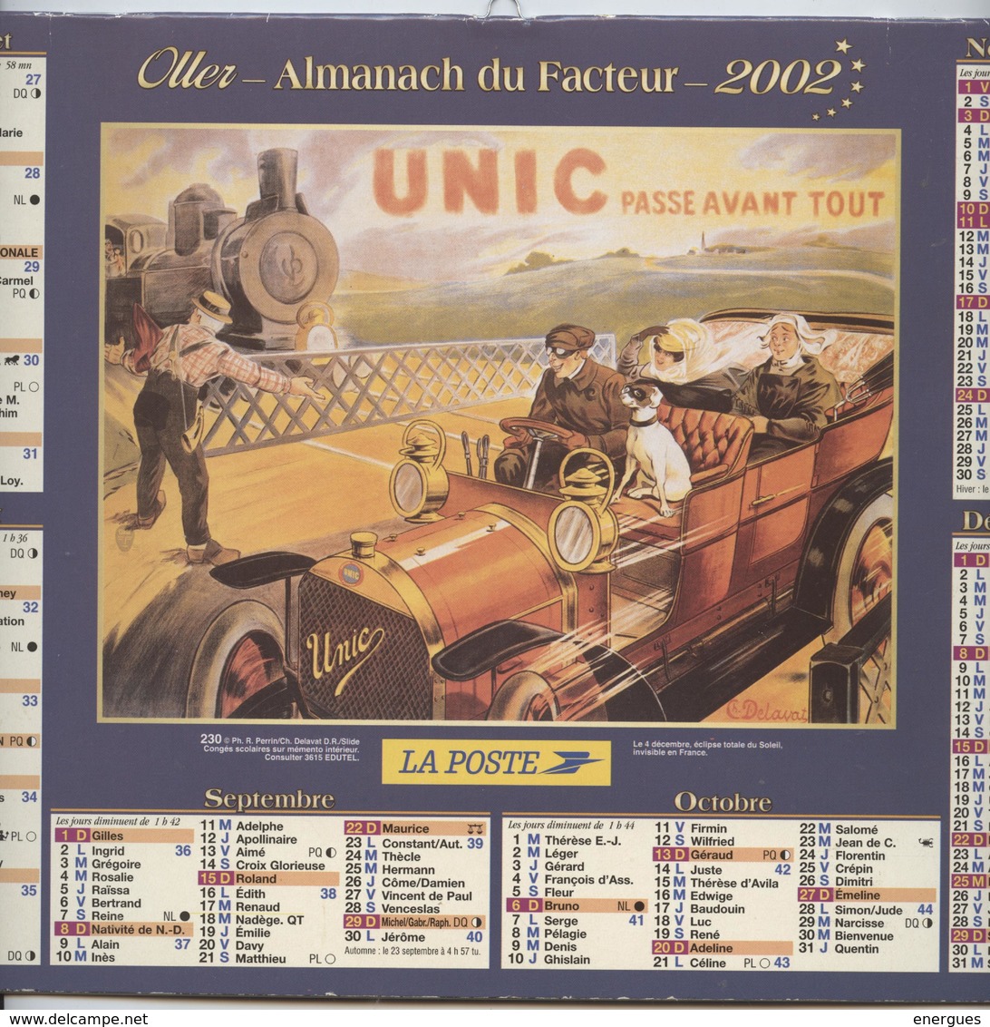 Le Mans,24 H Du Mans,calendrier 2002, Affiche 1959, Départ De La Course,Beligond, Verso, Voiture Unic, Affiche, Delavat - Bekleidung, Souvenirs Und Sonstige