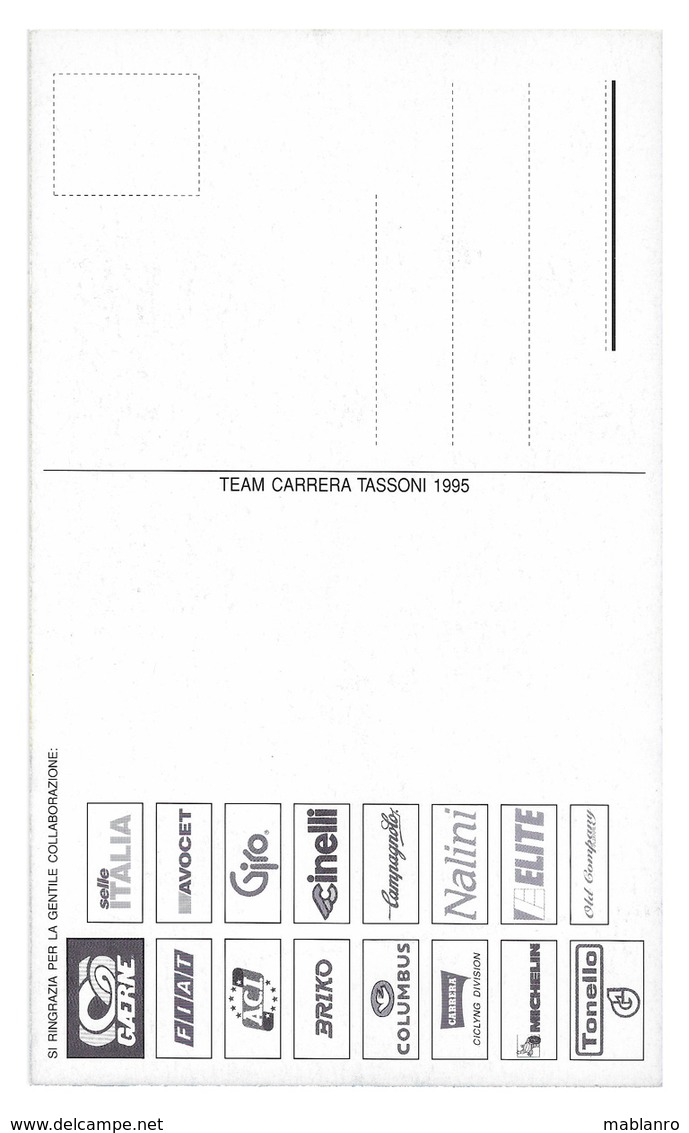 CARTE CYCLISME LEONARDO SIERRA SIGNEE TEAM CARRERA 1995 FORMAT 12 X 20 - Ciclismo