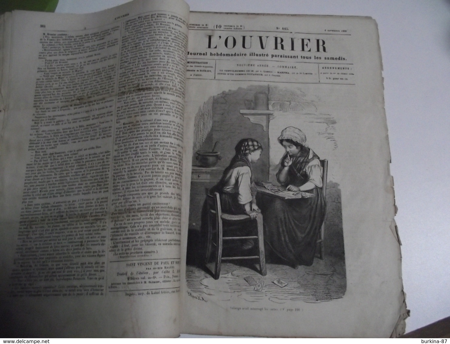 L'OUVRIER, Journal, Hebdomadaire Illustré, 1869, N°444, à 448 - 1850 - 1899