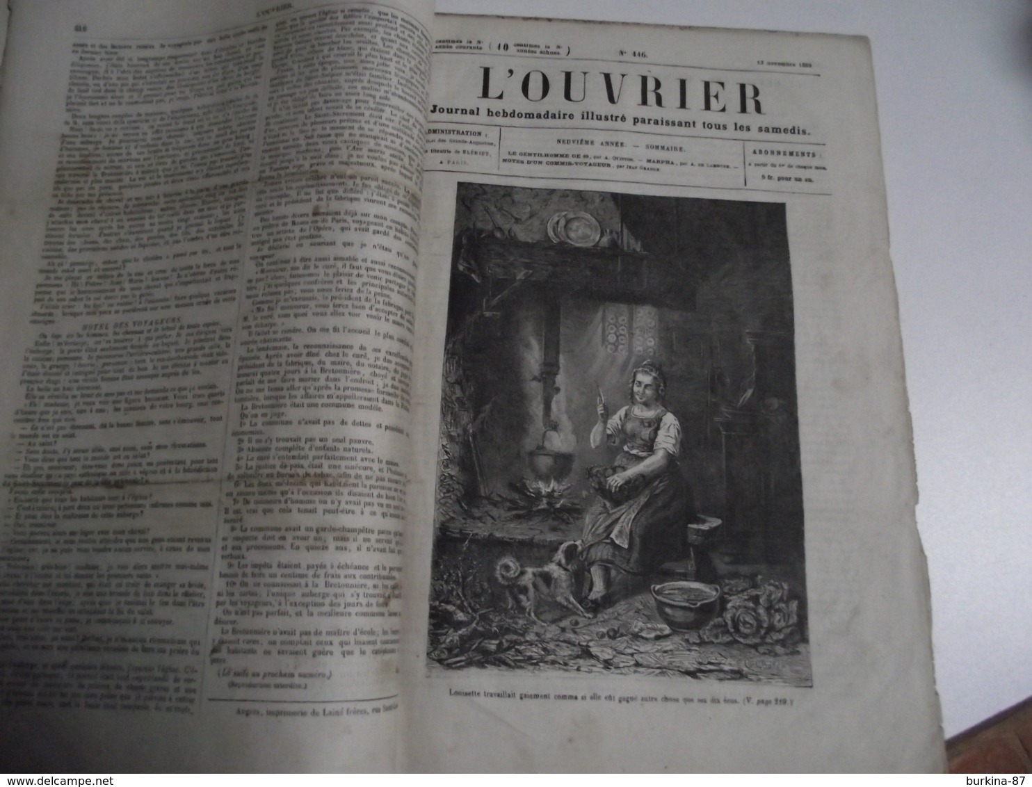 L'OUVRIER, Journal, Hebdomadaire Illustré, 1869, N°444, à 448 - 1850 - 1899