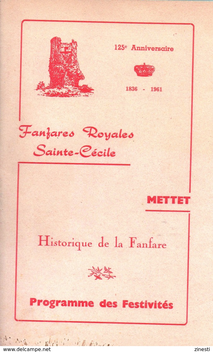 Fanfares Royales St-Cécile - Mettet - 125ème Anniversaire 1836-1961 - Belgique