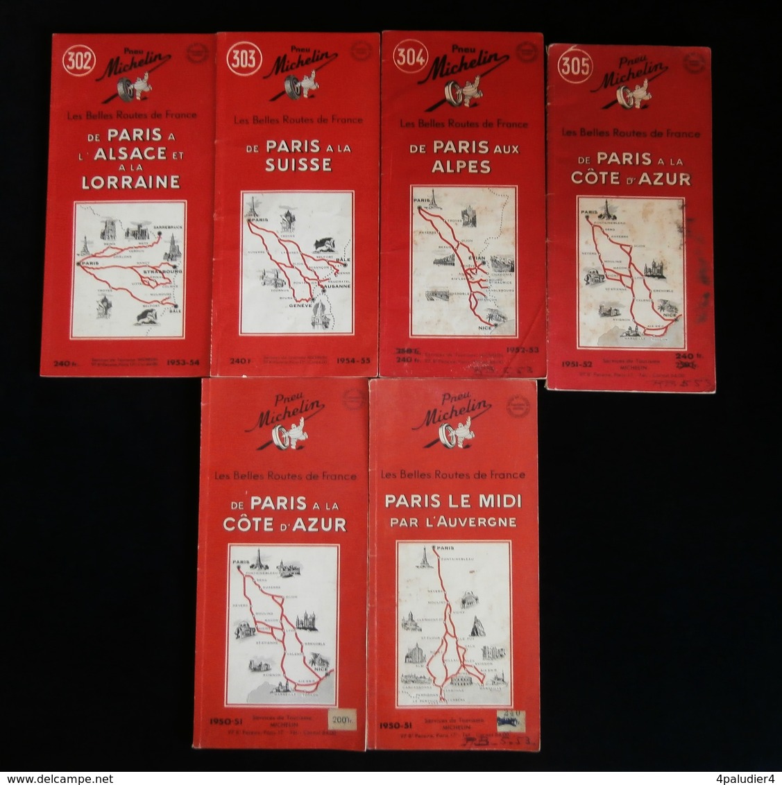 Lot 49 Cartes Routières MICHELIN De 1925 à 1960 + GUIDE ROUGE Clermont Ferrand - Cartes Routières