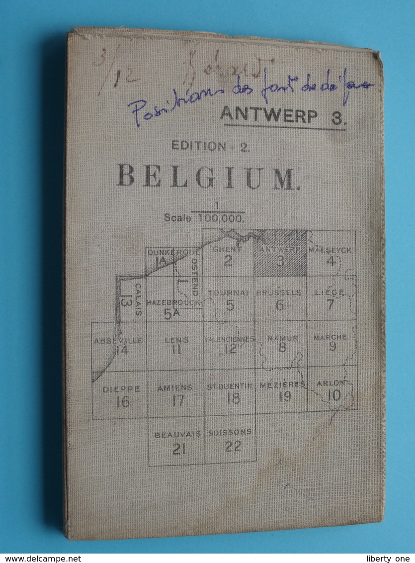 ANTWERP 3. - Edition 2 BELGIUM - Scale 1/100.000 ( Oudere 2de Hands Kaart Op Katoen / Cotton / Zonder Kaft ) 1911 ! - Europe