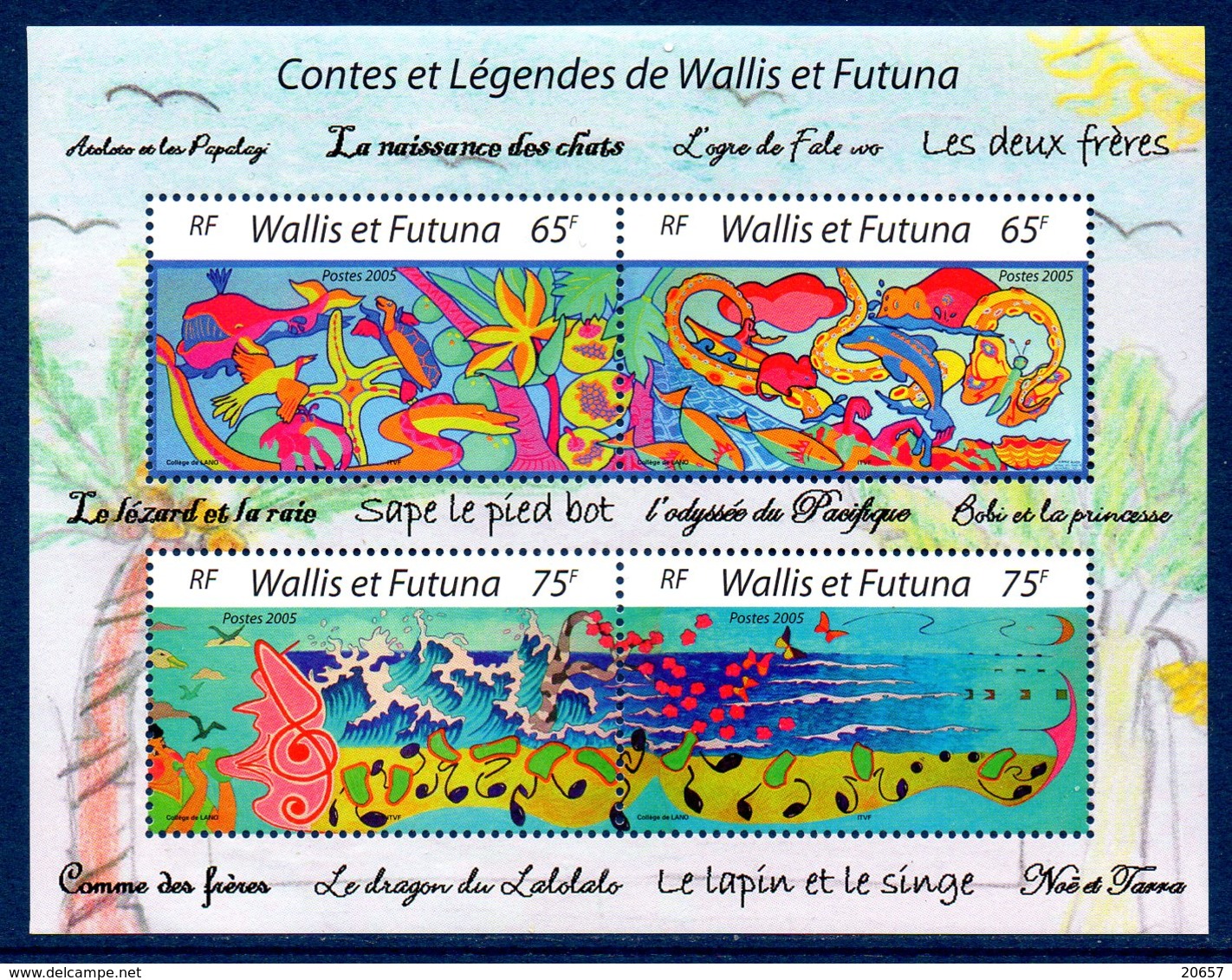 Wallis Et Futuna Bf 019 Contes Et Légendes, Chat, Papillon, Baleine, Tortue, Poisson, Pieuvre - Contes, Fables & Légendes