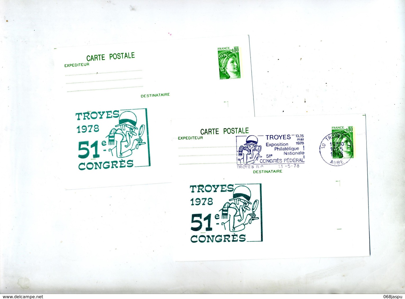 Carte Postale 0.80 Sabine Flamme Troyes Congres Illustré - Cartes Postales Repiquages (avant 1995)