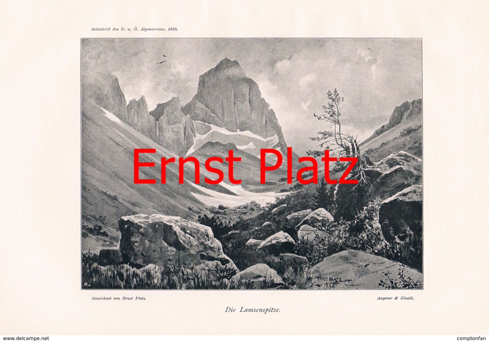 D101 764-3 Ernst Platz Lamsenspitze Karwendel Kunstblatt 1895  !! - Autres & Non Classés