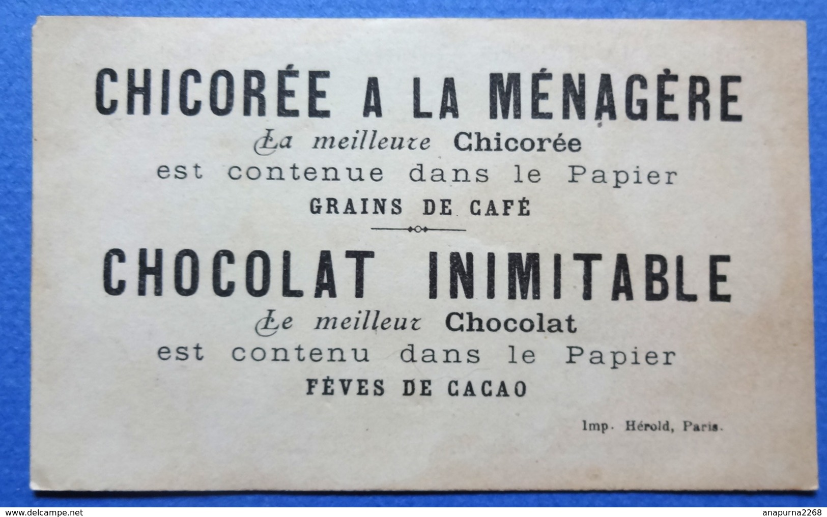 CHROMO DORÉE HUMORISTIQUE....    CHOCOLAT INIMITABLE....ARMÉE ...CACHOT...SOURIS ...A LA BOITE !!! - Otros & Sin Clasificación