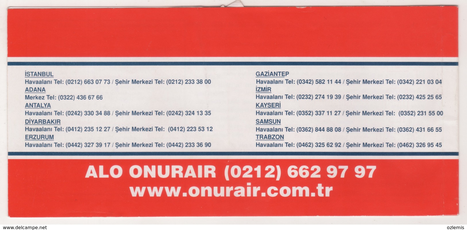 ONUR AIR  AIRLINES PASSENGER TICKET - Europe