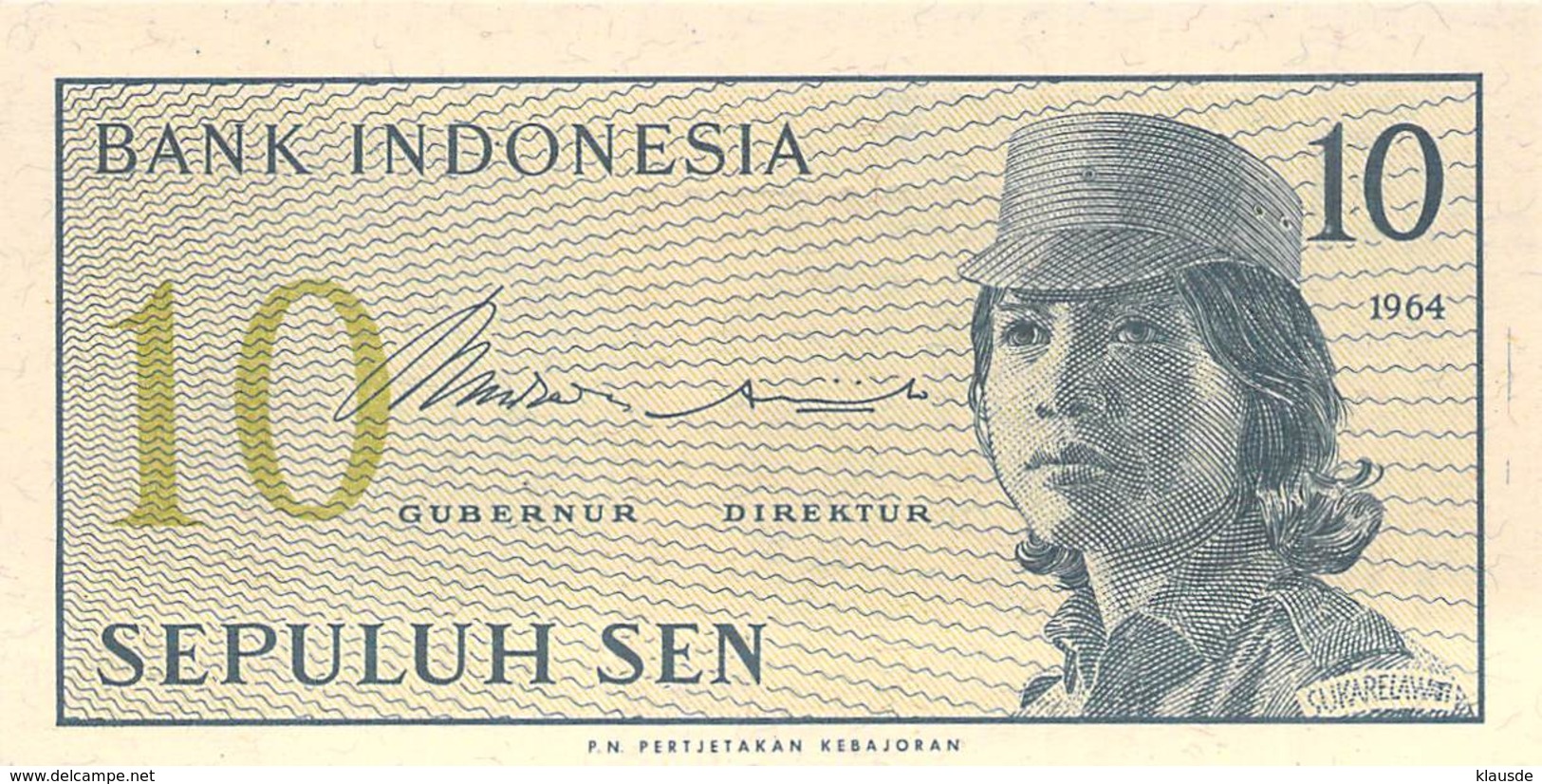 Sepuluh Sen Banknote Indonesien 1964 - Indonesië