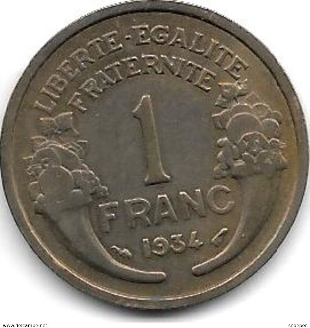 France  1 Franc  1934 Km 885   Vf+ - 1 Franc