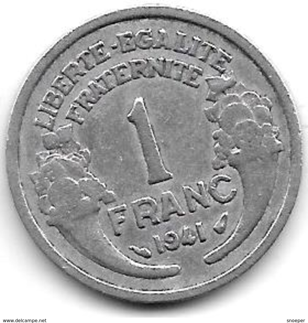 *france  1 Franc  1941 Km 885a.1  Vf+ - Autres & Non Classés