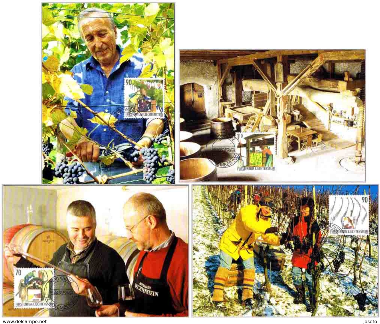 VIÑEDO: 12 MESES DE TRABAJO - VINEYARD: 12 Months Of Works. Set 12 TM/MC. Liechtenstein 2003 - Vinos Y Alcoholes