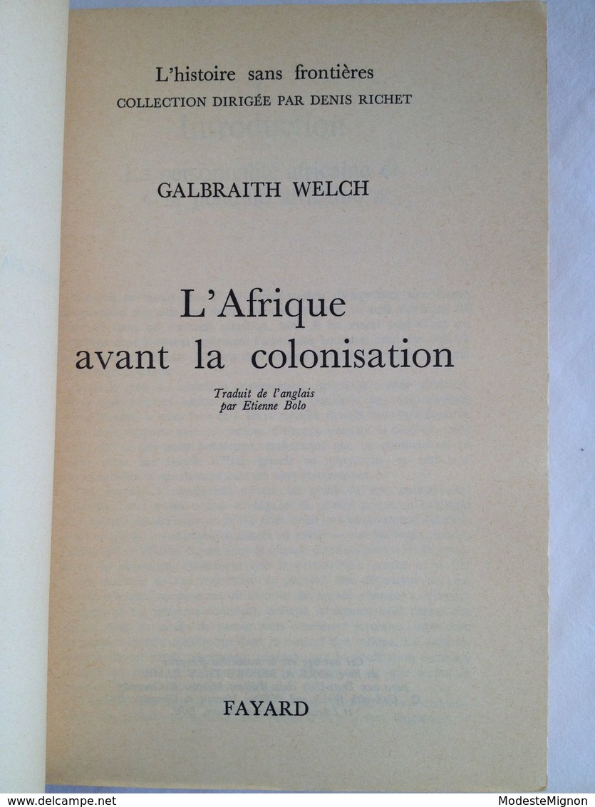 L'afrique Avant La Colonisation Par Welch Galbraith - Histoire