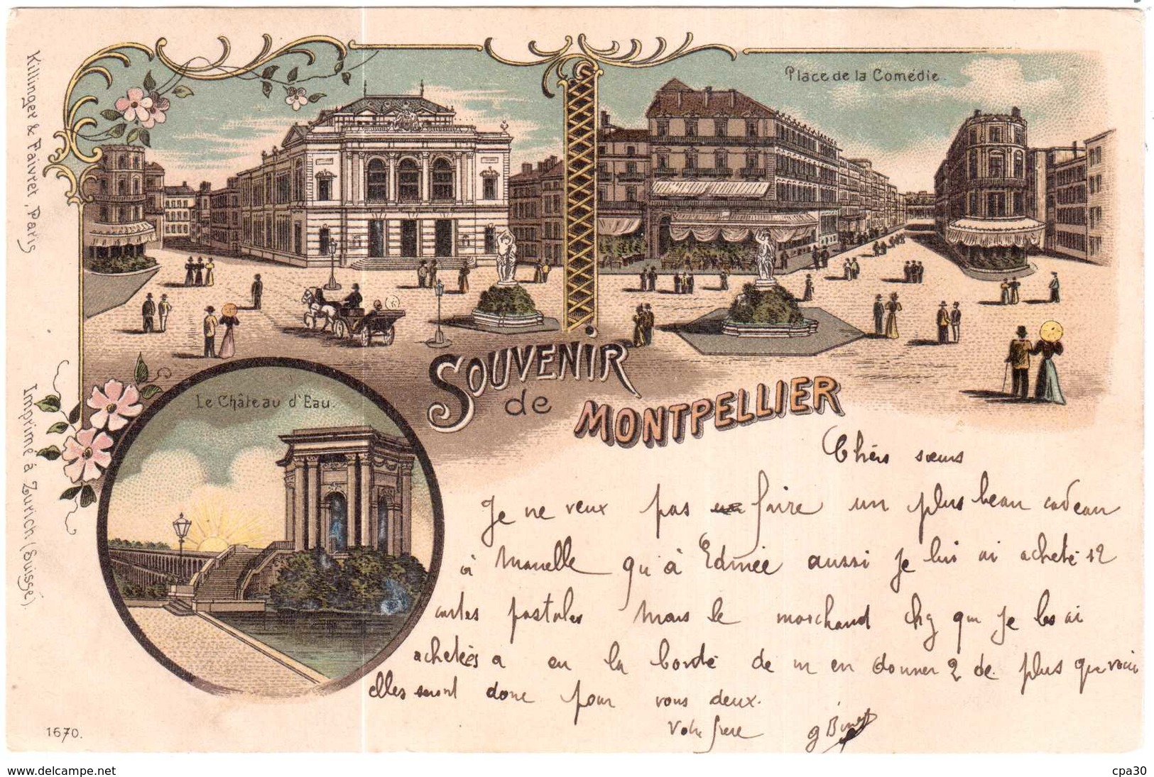 CPA HERAULT.MONTPELLIER.CARTE GRUSS.SOUVENIR DE MONTPELLIER - Montpellier