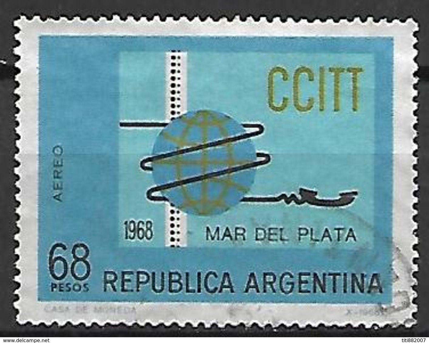 ARGENTINE    -   Aéro   -   1968 . Mar Del Plata  /  CCITT,  Oblitéré. - Poste Aérienne