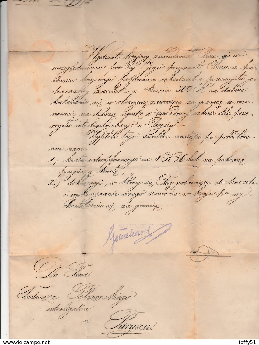 TRÈS ANCIENNE LETTRE POLOGNE "STYCZNIA JANVIER 1914 KRAJOWY PARLEMENT ROYAUME DE CALICE "À VOIR VIEUX DOCUMENT ???? - Machines à Affranchir (EMA)