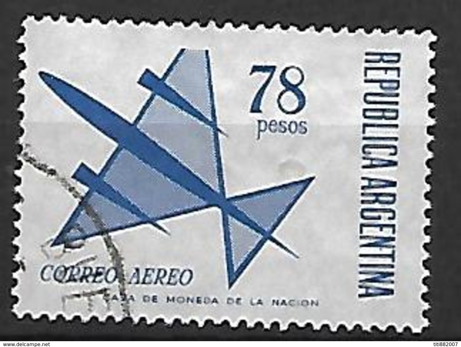 ARGENTINE    -   Aéro  -     78 Pesos  /  Avion Stylisé,  Oblitéré. - Poste Aérienne